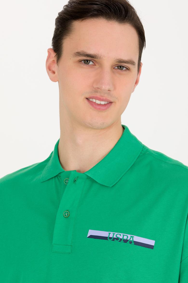 Erkek Yeşil Oversize Polo Yaka Tişört - 50265062037