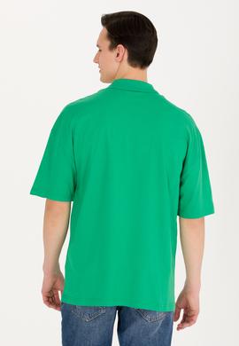 Erkek Yeşil Oversize Polo Yaka Tişört - 50265062037