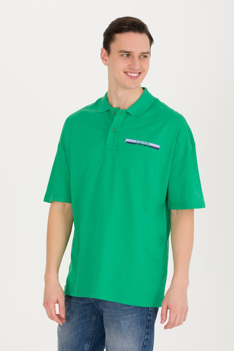 Erkek Yeşil Oversize Polo Yaka Tişört