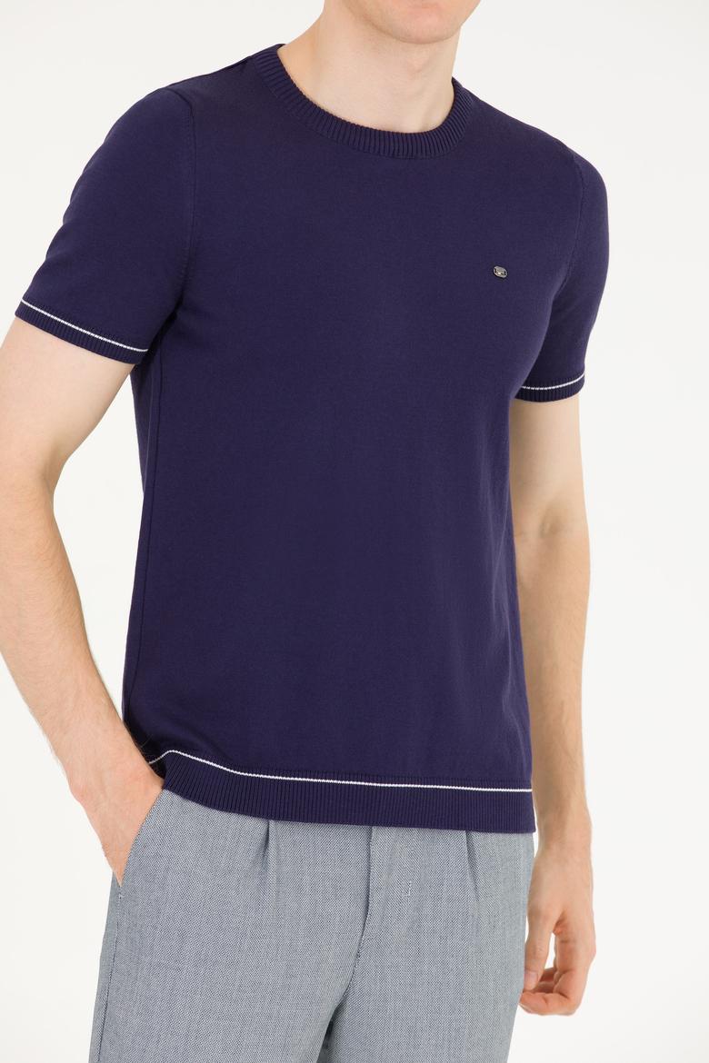 Erkek Lacivert Bisiklet Yaka Triko Kazak - 50262474001