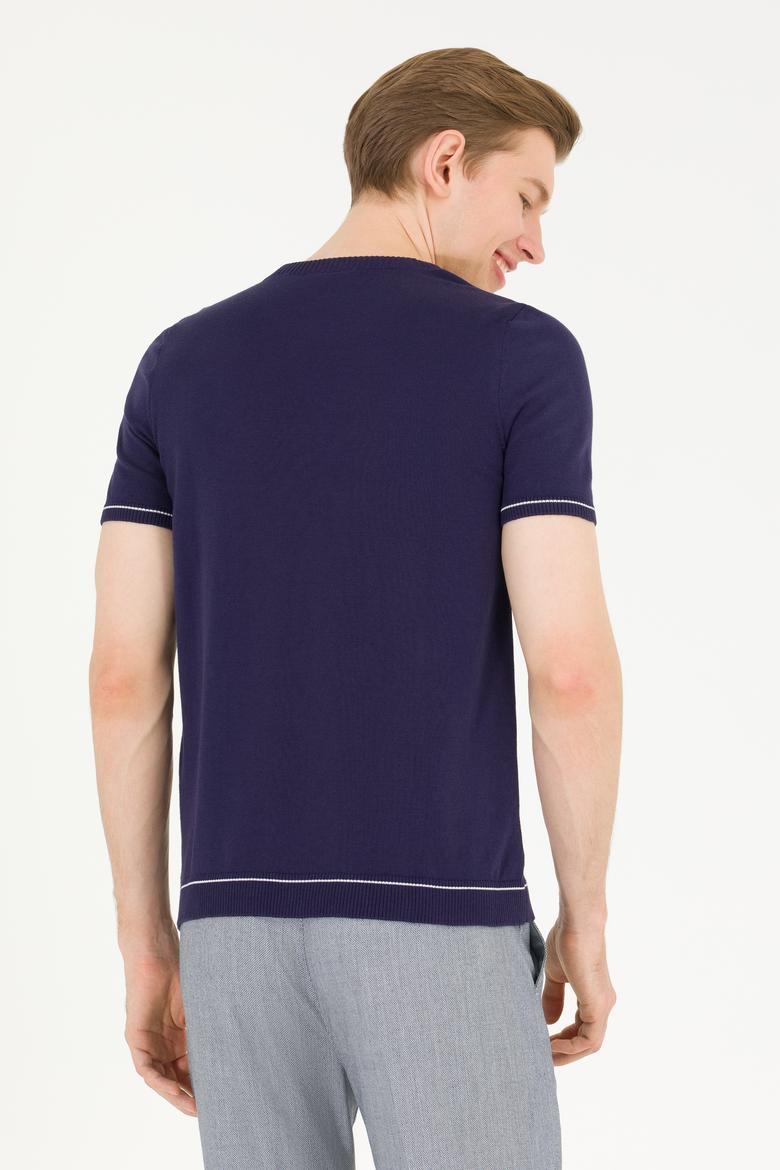 Erkek Lacivert Bisiklet Yaka Triko Kazak - 50262474001