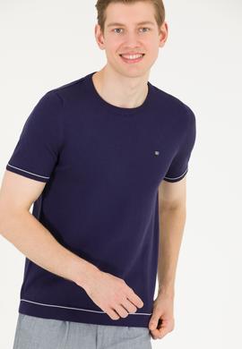 Erkek Lacivert Bisiklet Yaka Triko Kazak - 50262474001