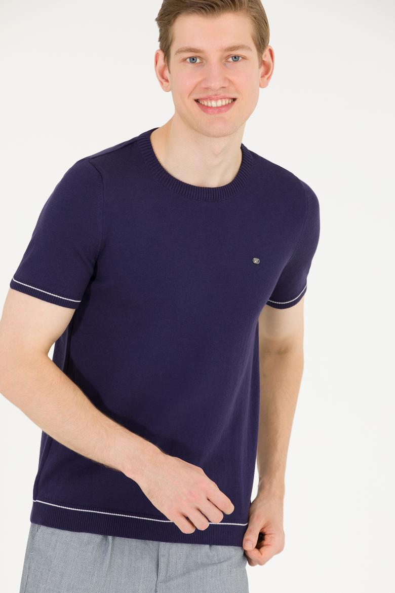 Erkek Lacivert Bisiklet Yaka Triko Kazak - 50262474001