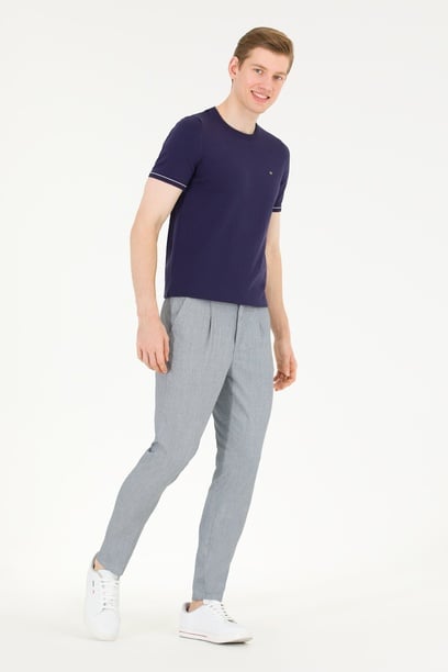 Erkek Carrot Fit Lacivert Kanvas Pantolon