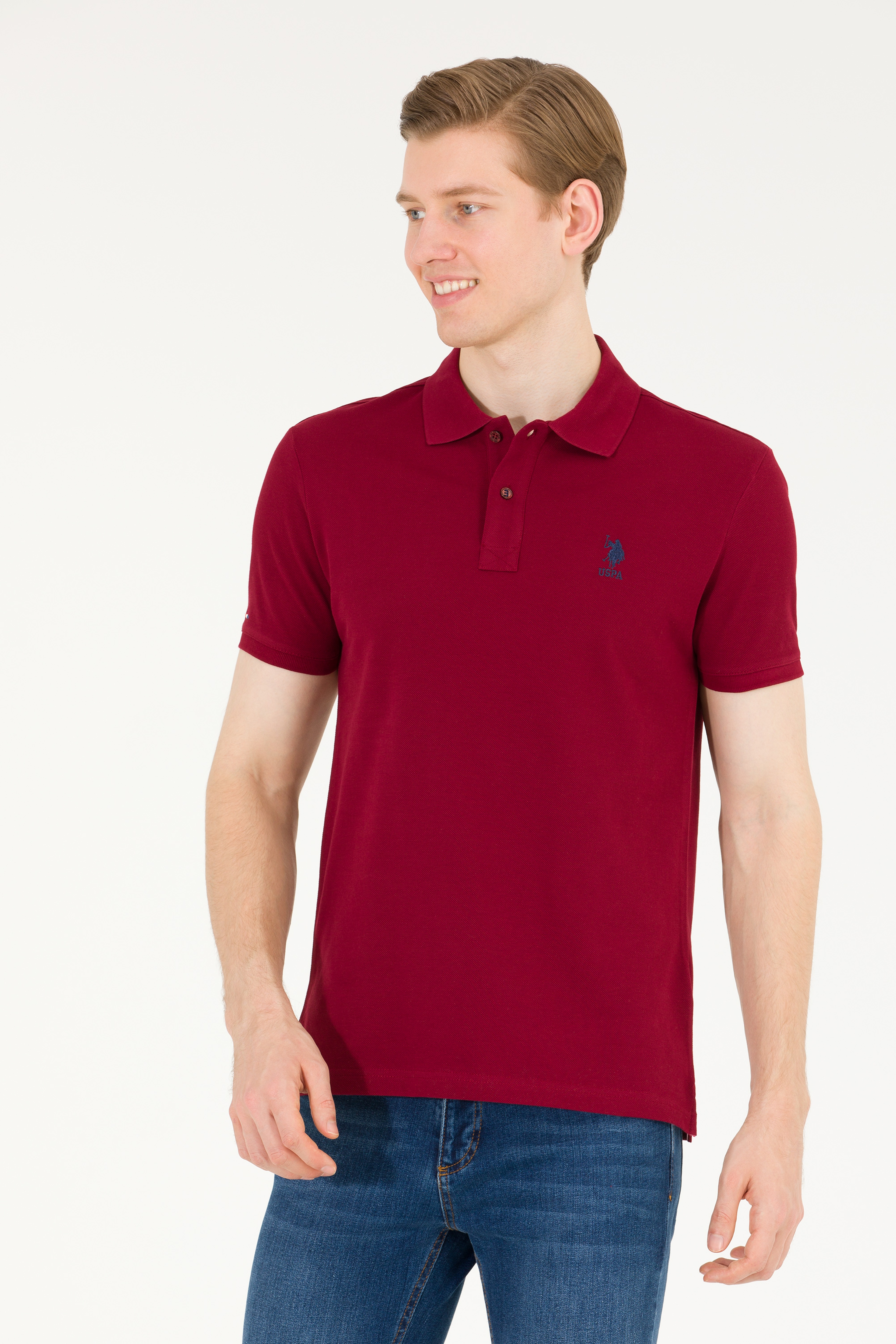 Erkek Plum Basic Polo Yaka Tişört - Image 1