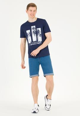 Erkek Lacivert Bisiklet Yaka Tişört - 50263397001