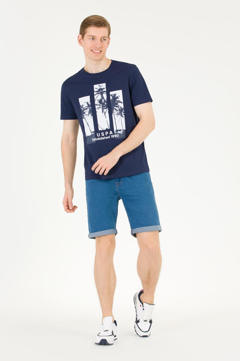 Erkek Lacivert Bisiklet Yaka Tişört - 50263397001