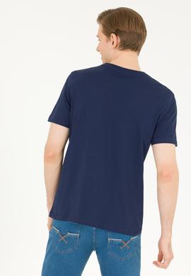 Erkek Lacivert Bisiklet Yaka Tişört - 50263397001