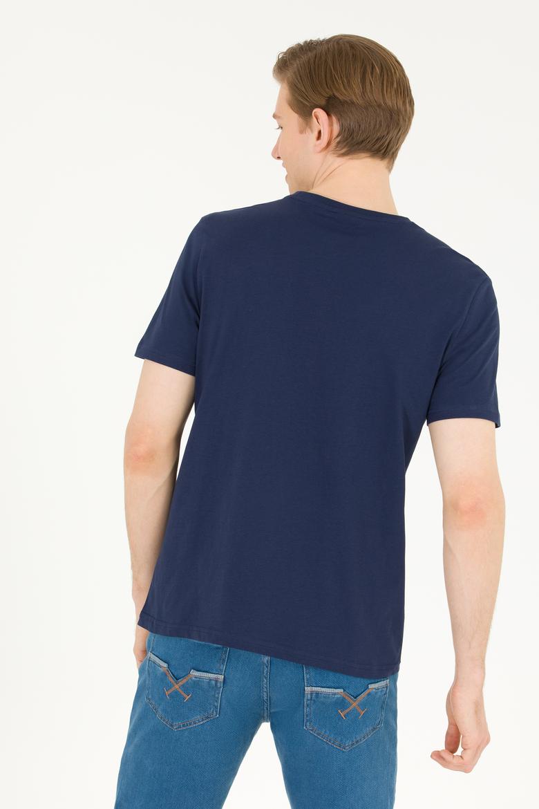 Erkek Lacivert Bisiklet Yaka Tişört - 50263397001