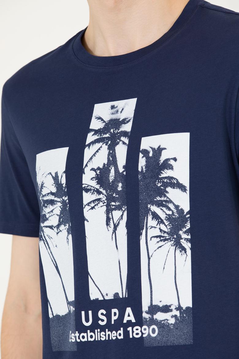 Erkek Lacivert Bisiklet Yaka Tişört - 50263397001