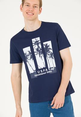 Erkek Lacivert Bisiklet Yaka Tişört - 50263397001