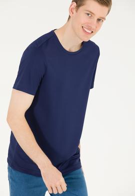Erkek Lacivert Bisiklet Yaka Tişört - 50263562006