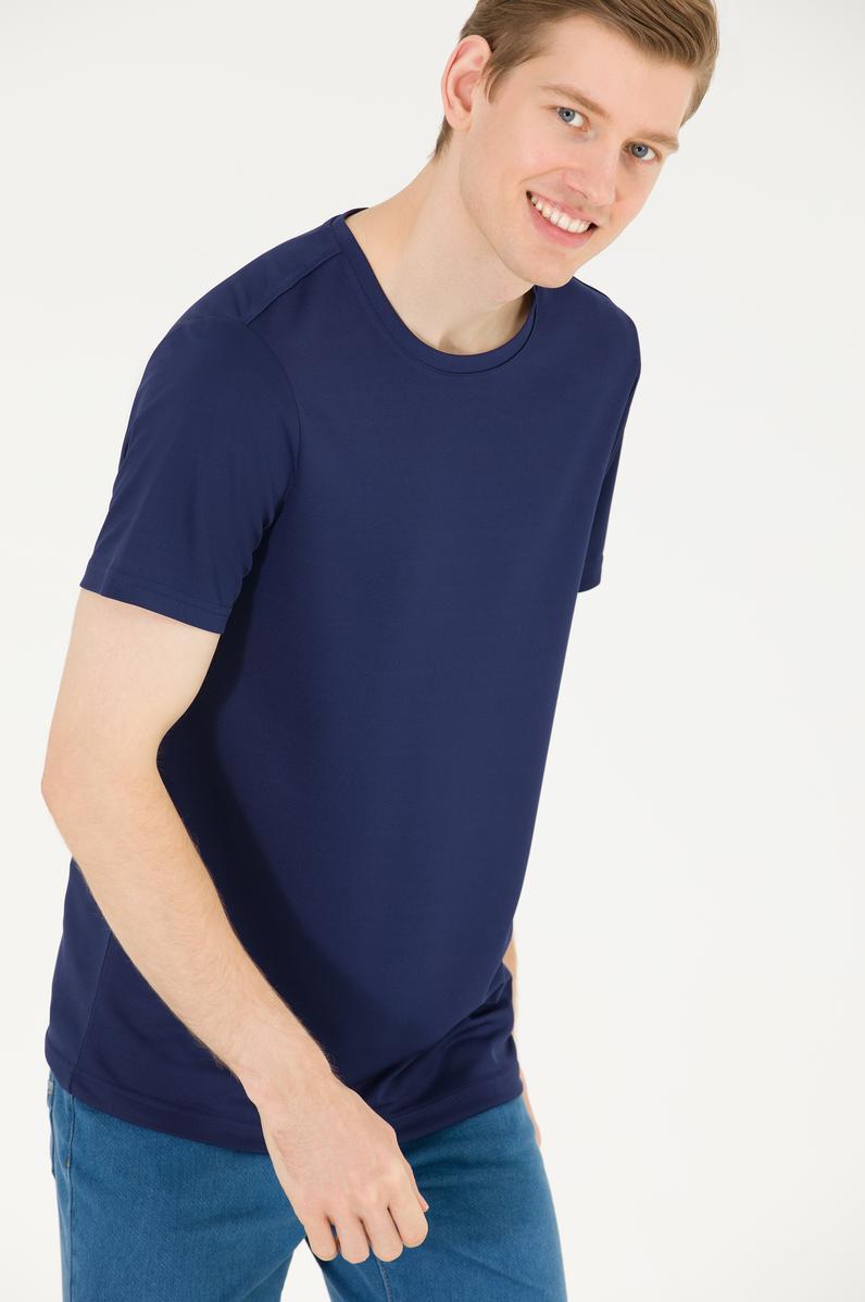 Erkek Lacivert Bisiklet Yaka Tişört