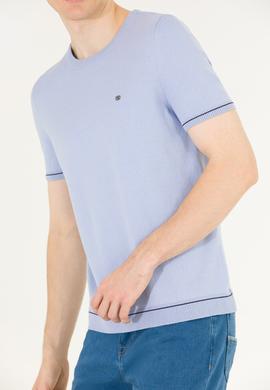 Erkek Açık Mavi Bisiklet Yaka Triko Kazak - 50262474015