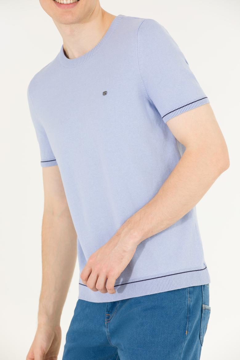 Erkek Açık Mavi Bisiklet Yaka Triko Kazak - 50262474015