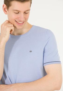 Erkek Açık Mavi Bisiklet Yaka Triko Kazak - 50262474015