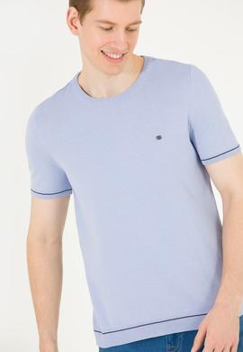 Erkek Açık Mavi Bisiklet Yaka Triko Kazak - 50262474015