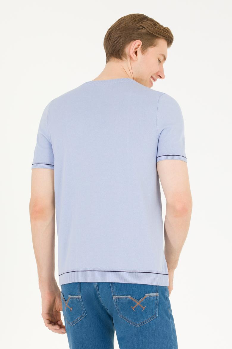 Erkek Açık Mavi Bisiklet Yaka Triko Kazak - 50262474015