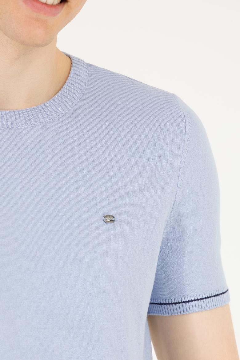 Erkek Açık Mavi Bisiklet Yaka Triko Kazak - 50262474015