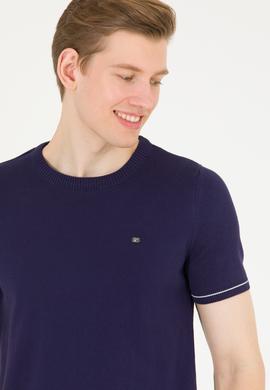 Erkek Lacivert Bisiklet Yaka Triko Kazak - 50262474001