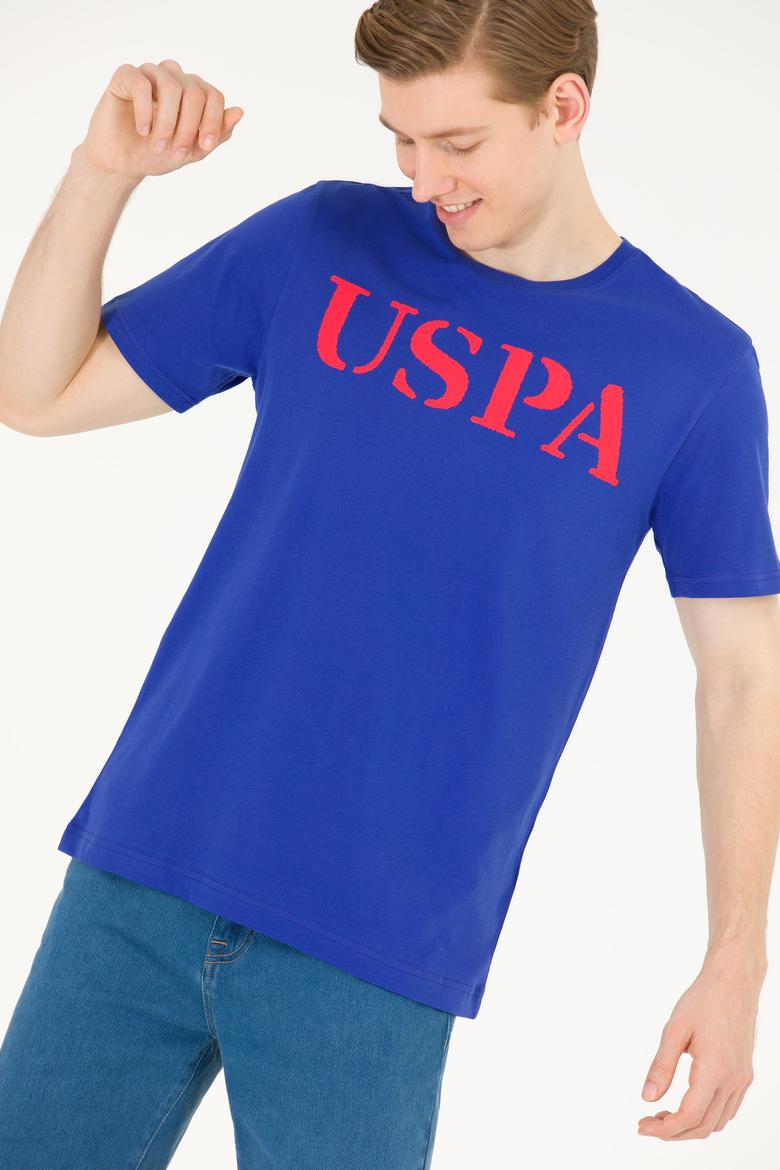 Erkek Mavi Basic Bisiklet Yaka Tişört - 50262976091