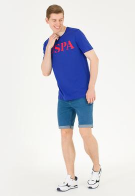 Erkek Mavi Basic Bisiklet Yaka Tişört - 50262976091