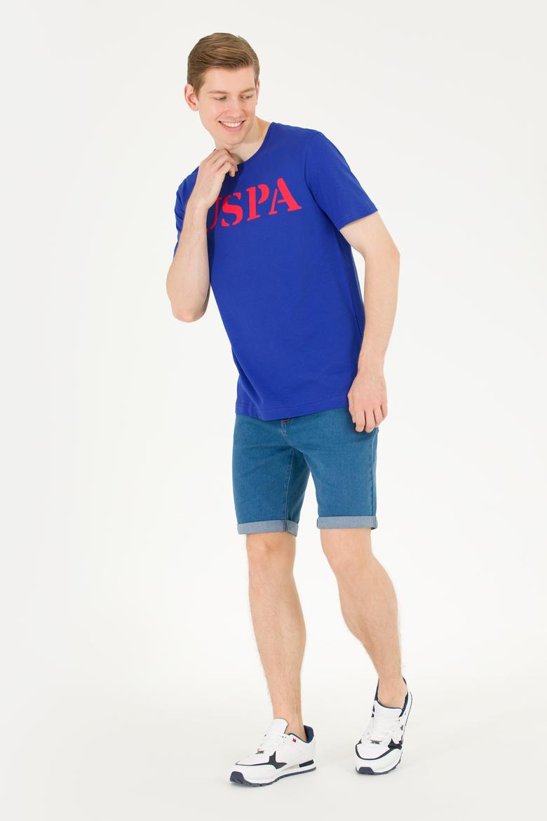 Erkek Mavi Basic Bisiklet Yaka Tişört - 50262976091