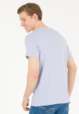 Erkek Mavi Basic Bisiklet Yaka Tişört - 50262976231