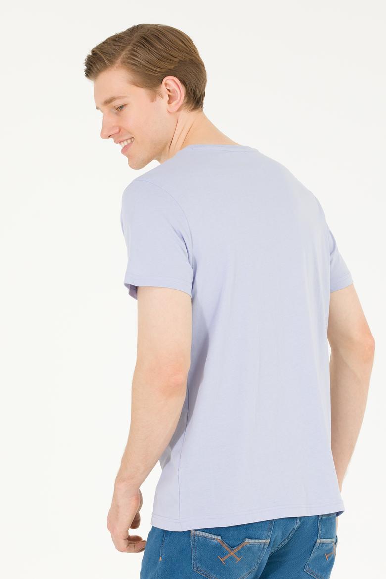 Erkek Mavi Basic Bisiklet Yaka Tişört - 50262976231