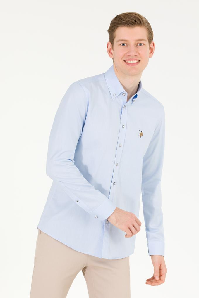 Erkek Açık Mavi Uzun Kollu Basic Gömlek