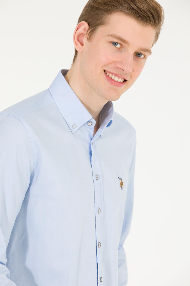 Erkek Açık Mavi Uzun Kollu Basic Gömlek
