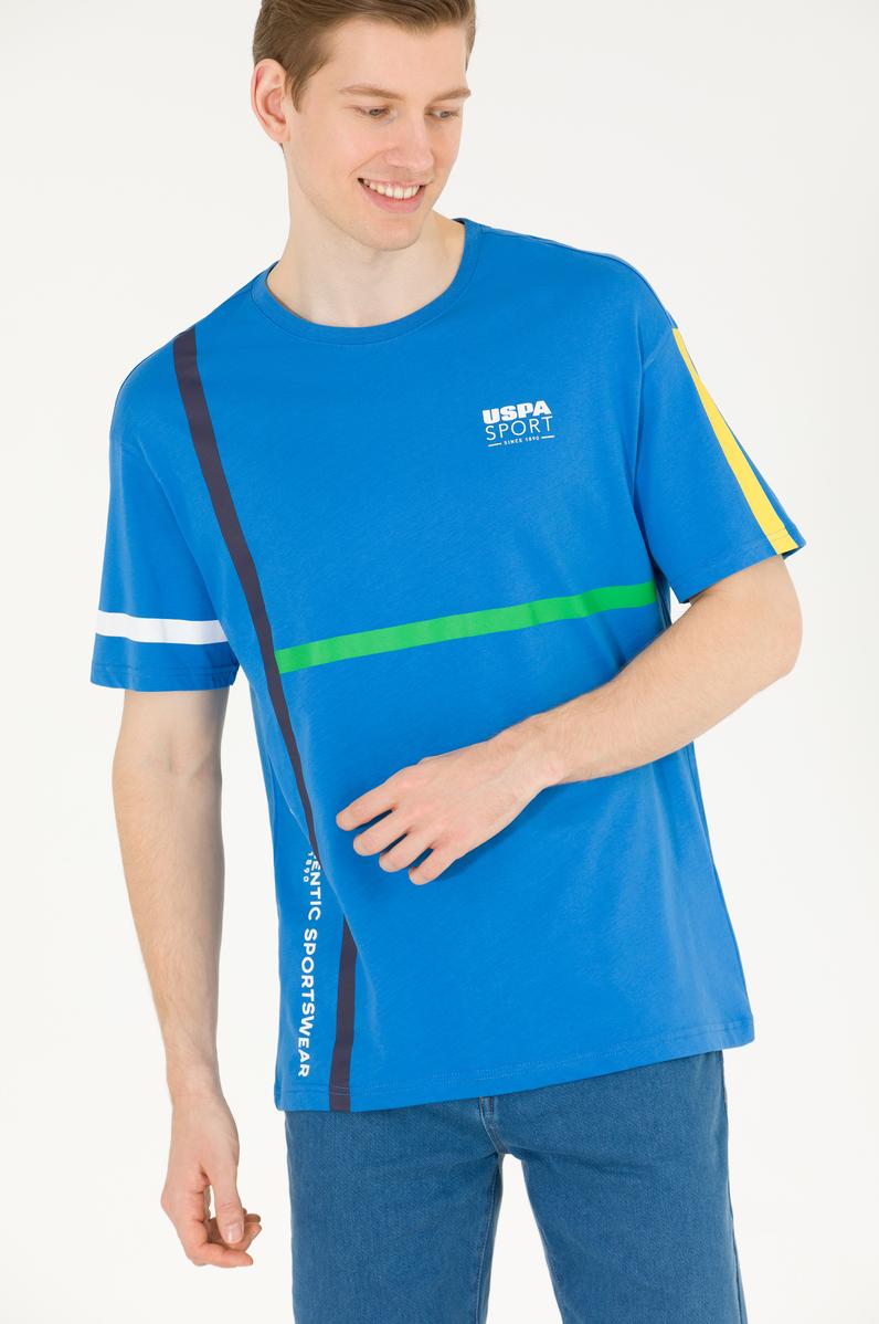 Erkek Saks Comfort Bisiklet Yaka Tişört