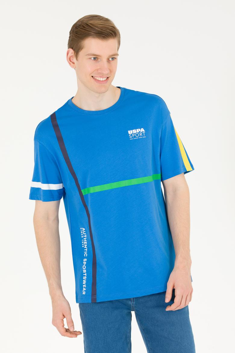 Erkek Saks Comfort Bisiklet Yaka Tişört