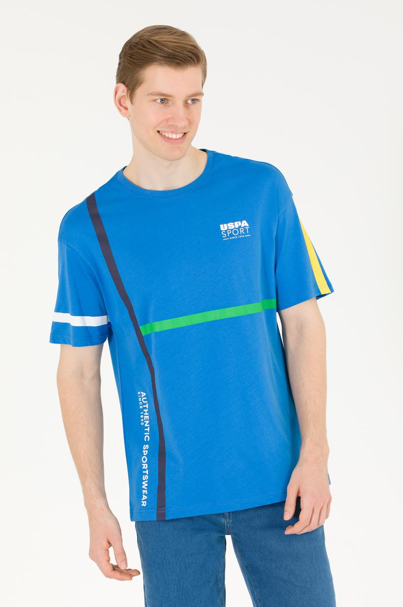 Erkek Saks Comfort Bisiklet Yaka Tişört