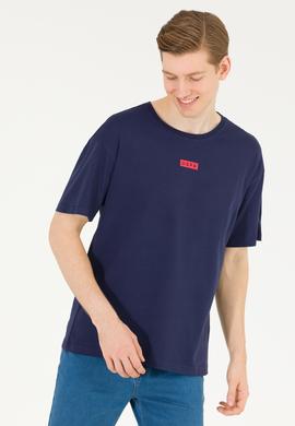 Erkek Lacivert Comfort Bisiklet Yaka Tişört - 50263285009