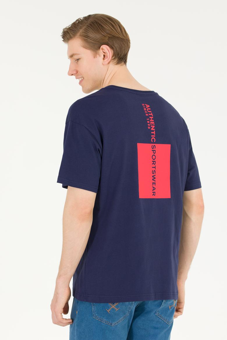 Erkek Lacivert Comfort Bisiklet Yaka Tişört - 50263285009