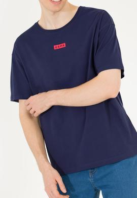 Erkek Lacivert Comfort Bisiklet Yaka Tişört - 50263285009