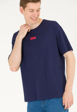 Erkek Lacivert Comfort Bisiklet Yaka Tişört - 50263285009