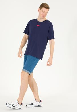 Erkek Lacivert Comfort Bisiklet Yaka Tişört - 50263285009