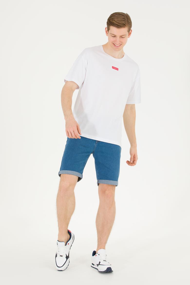 Erkek Beyaz Comfort Bisiklet Yaka Tişört - 50263285023