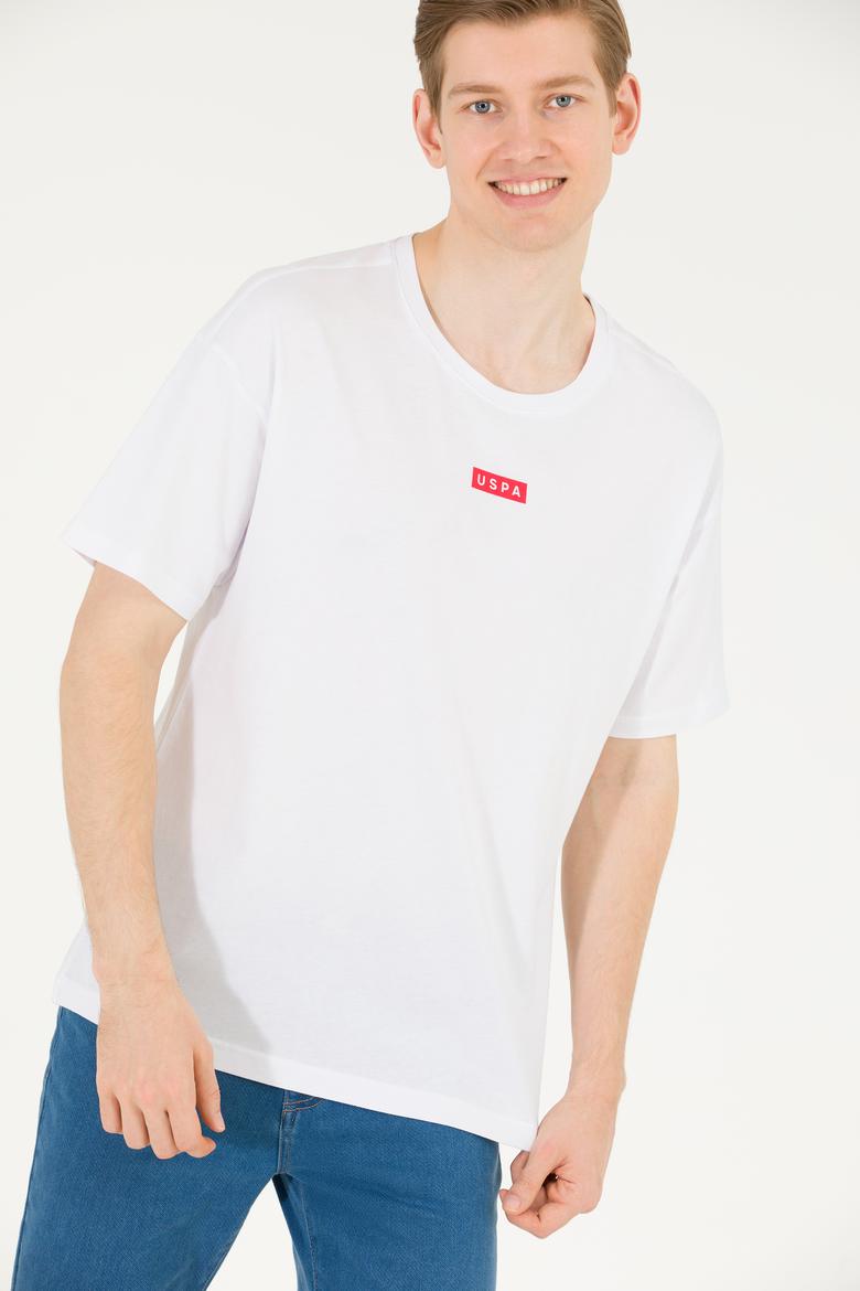 Erkek Beyaz Comfort Bisiklet Yaka Tişört - 50263285023