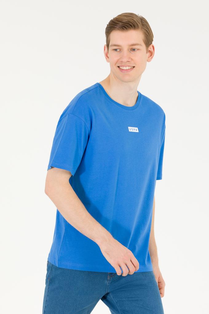 Erkek Saks Comfort Bisiklet Yaka Tişört