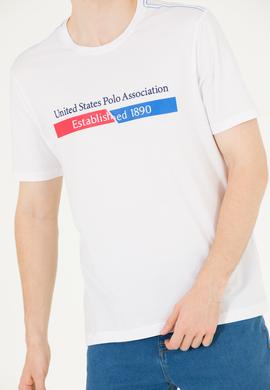 Erkek Beyaz Bisiklet Yaka Tişört - 50263294038