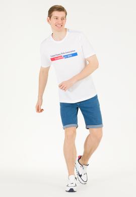 Erkek Beyaz Bisiklet Yaka Tişört - 50263294038