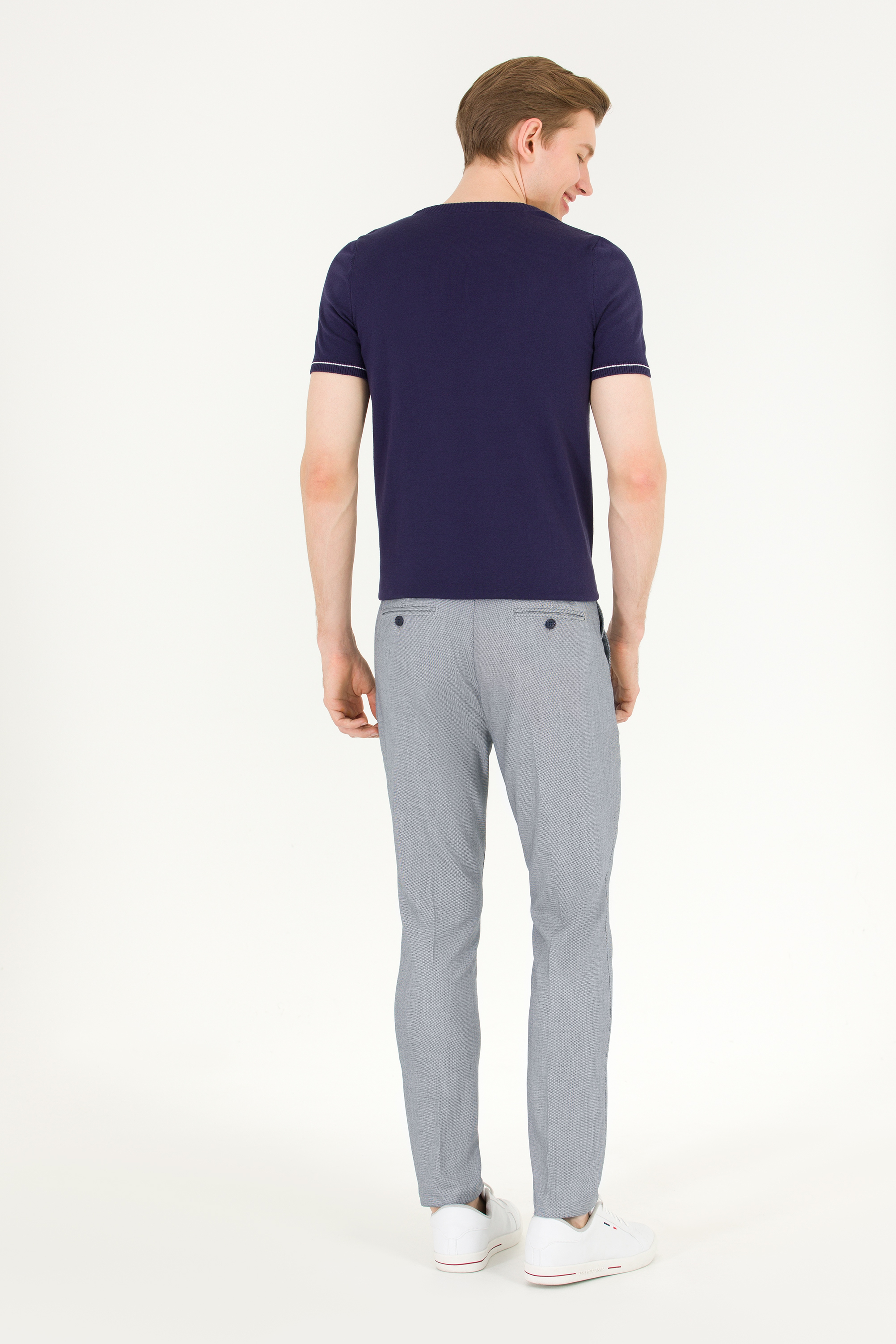 Erkek Carrot Fit Lacivert Kanvas Pantolon - Image 4