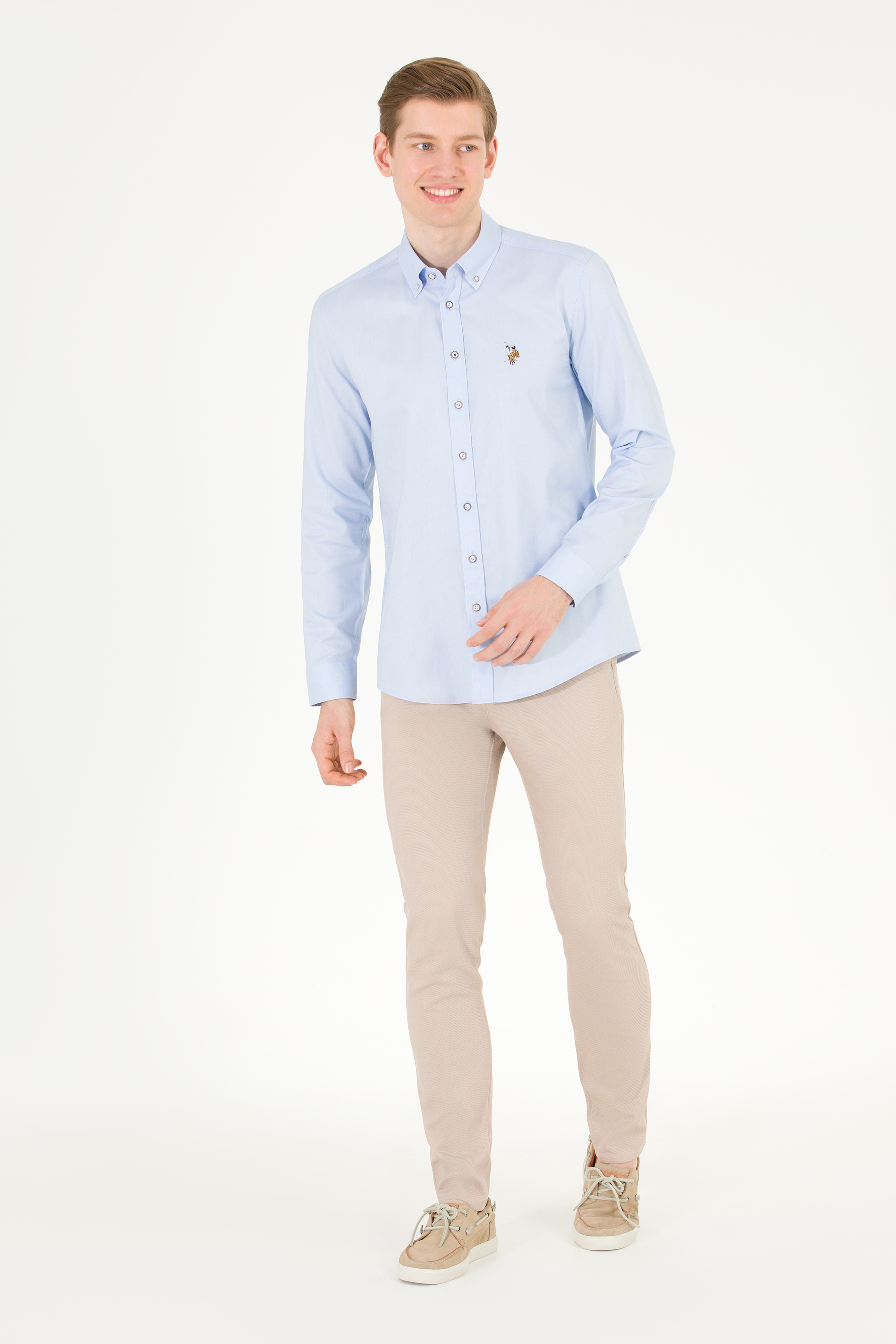 Erkek Slim Fit Taş Kanvas Pantolon - Image 1