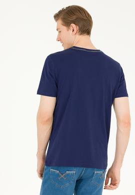 Erkek Lacivert Bisiklet Yaka Tişört - 50269180020