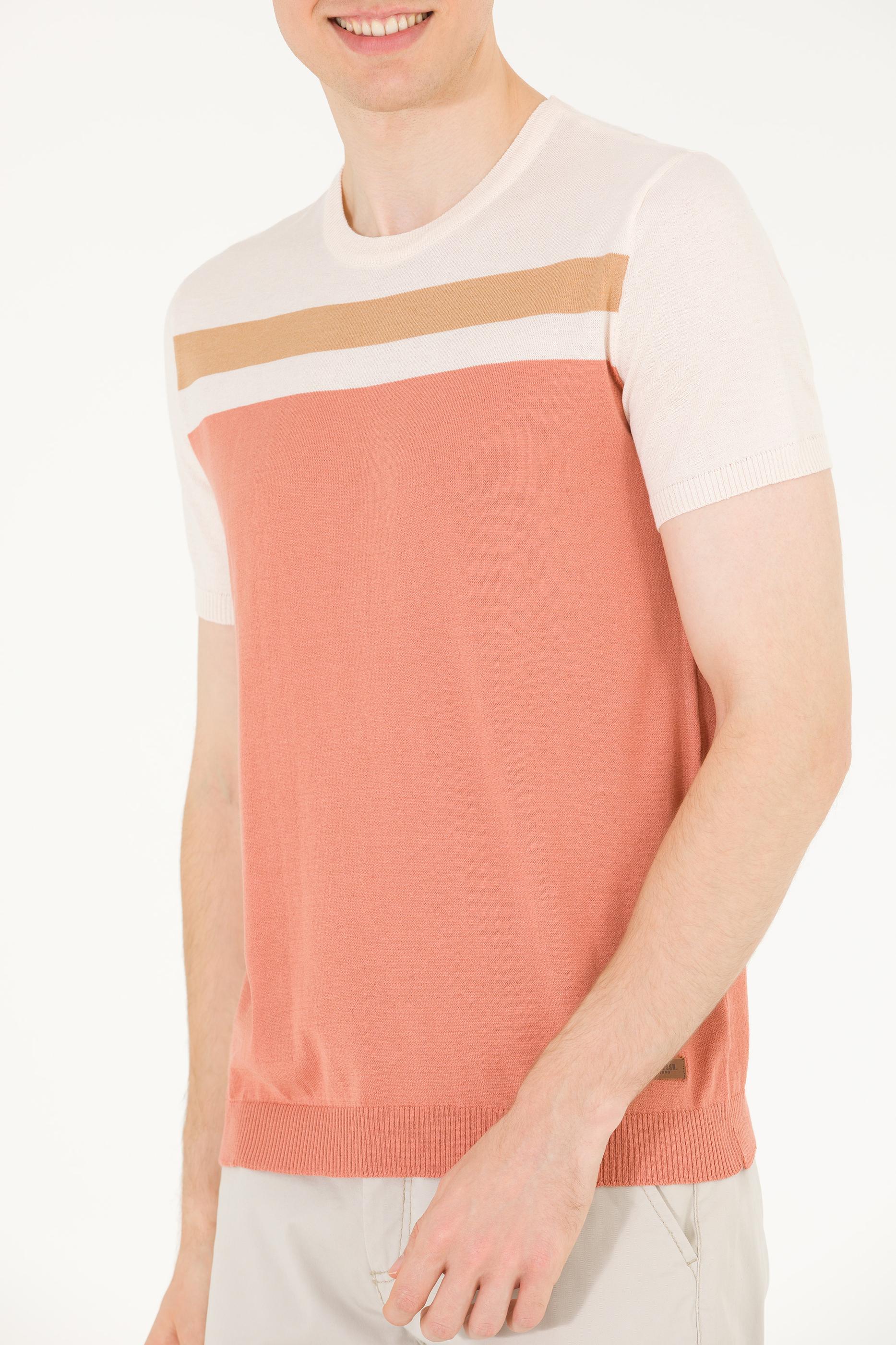 Erkek Pudra Bisiklet Yaka Triko Kazak