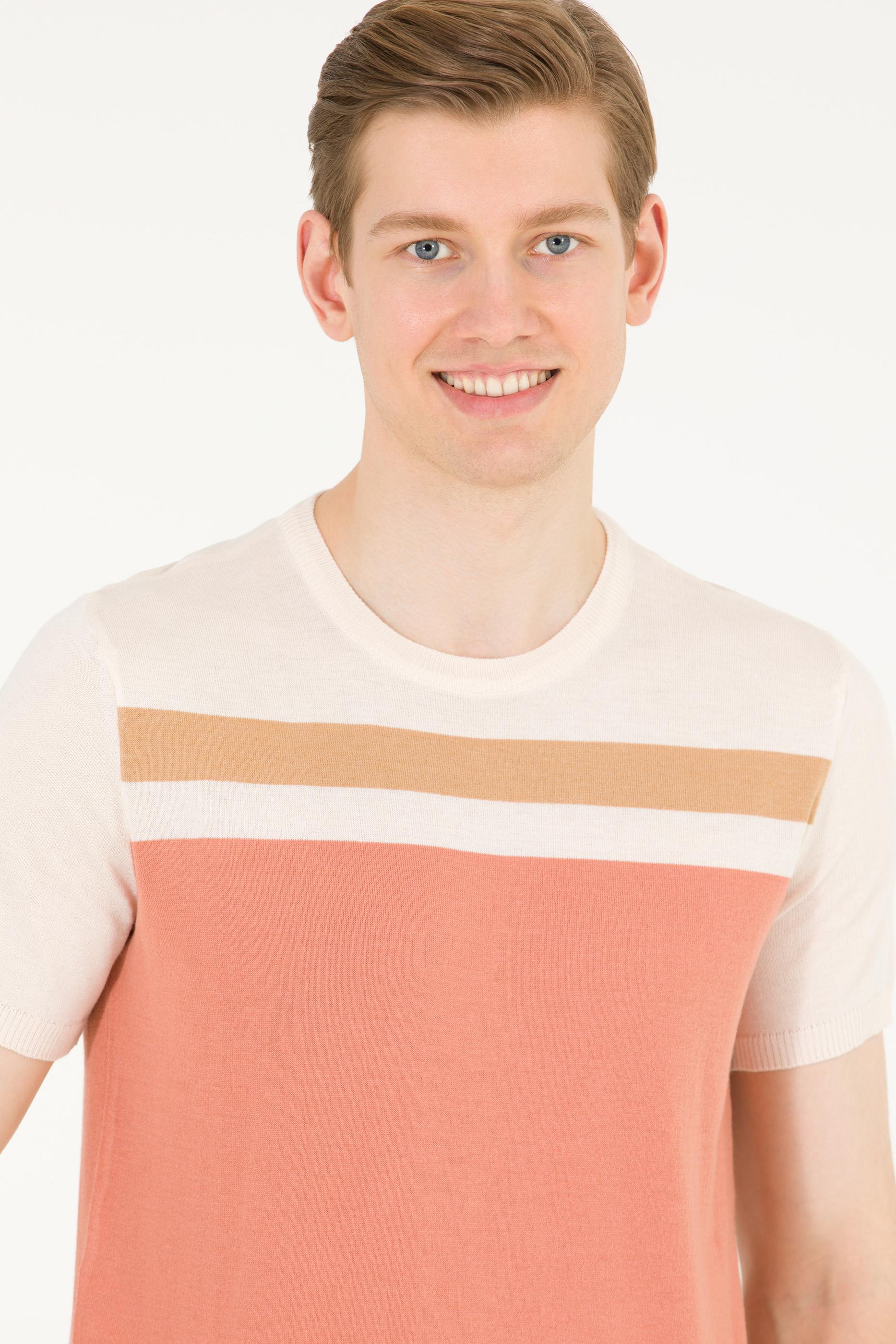 Erkek Pudra Bisiklet Yaka Triko Kazak