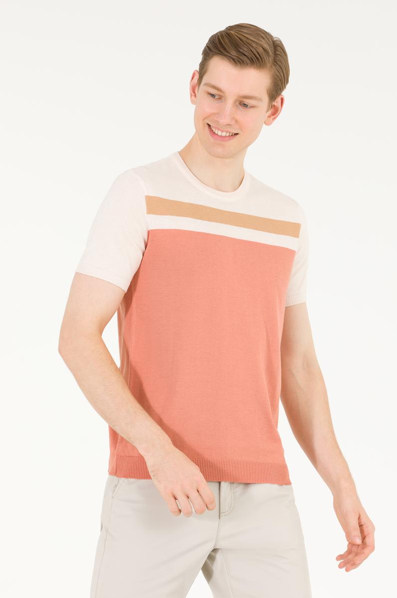 Erkek Pudra Bisiklet Yaka Triko Kazak